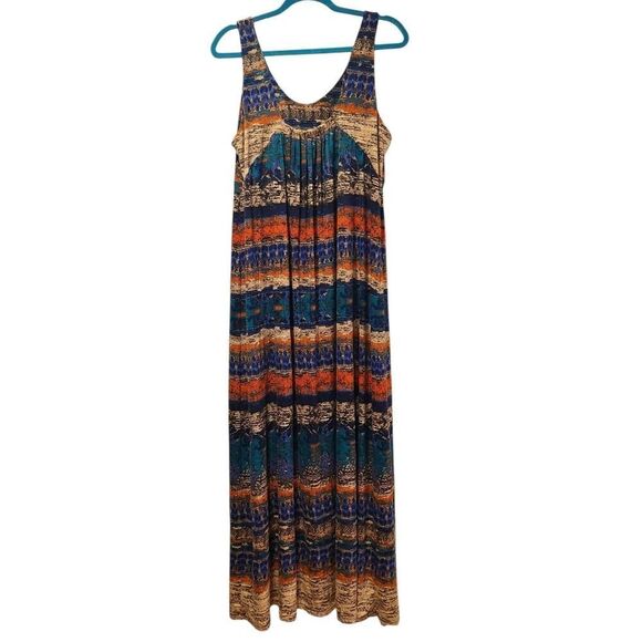 Soma Multicolored SoftTexture Striped Pattern EmpireWaist Maxi Dress | L EUC - Picture 3 of 7